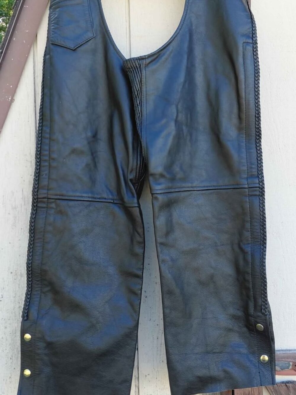 Xelement Black Leather Motorcycle Chaps Size 4